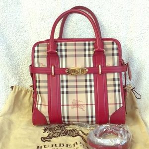 Burberry Red Minford Tote Haymarket